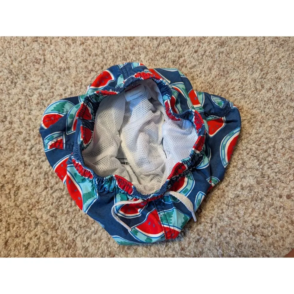 Hanna Andersson Boys Blue Watermelon Print Swim Trunks Mesh Lined Shorts Size 4